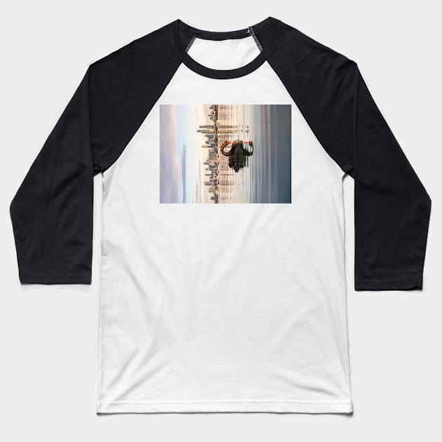 Melbourne Swan at St Kilda Pier (Jigsaw) Baseball T-Shirt by LukeDavidPhoto